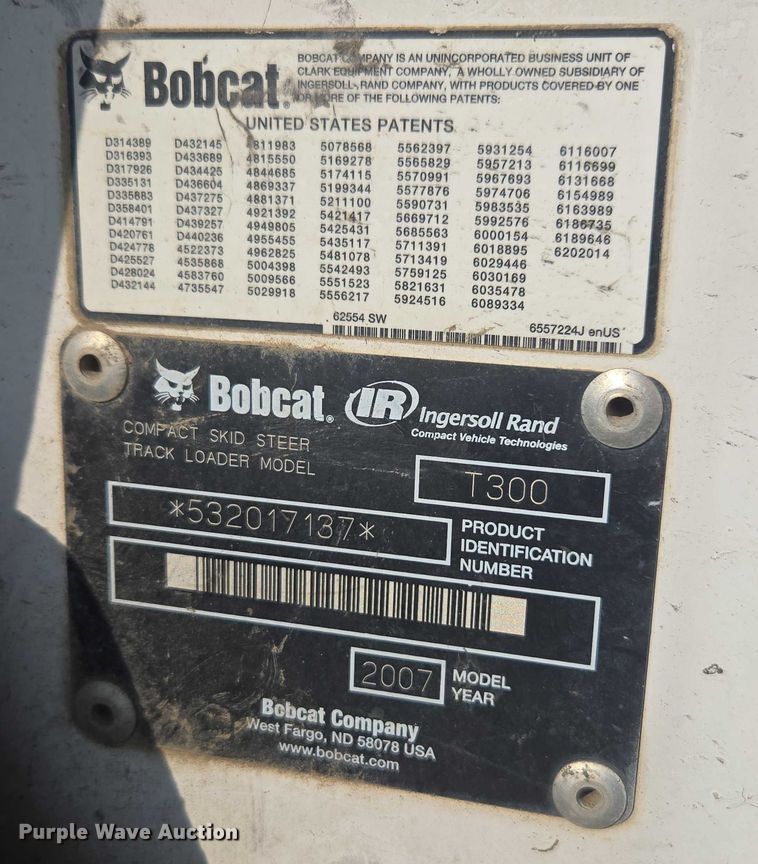 image for item DE2216 2007 Bobcat T300 tracked skid steer loader