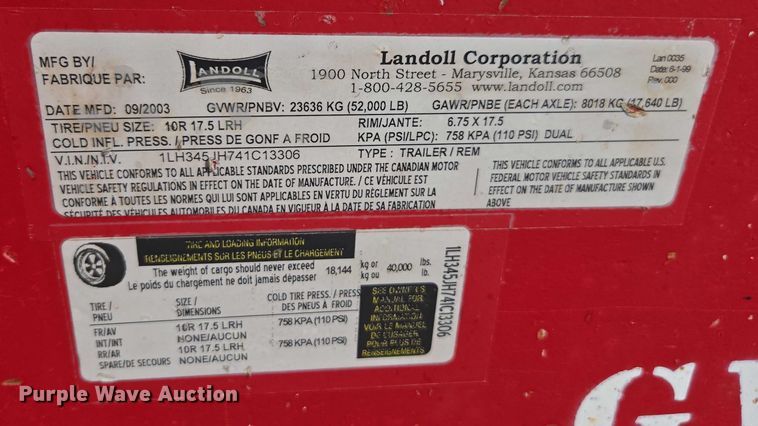 image for item DE2232 2004 Landoll 345 tilt deck equipment trailer