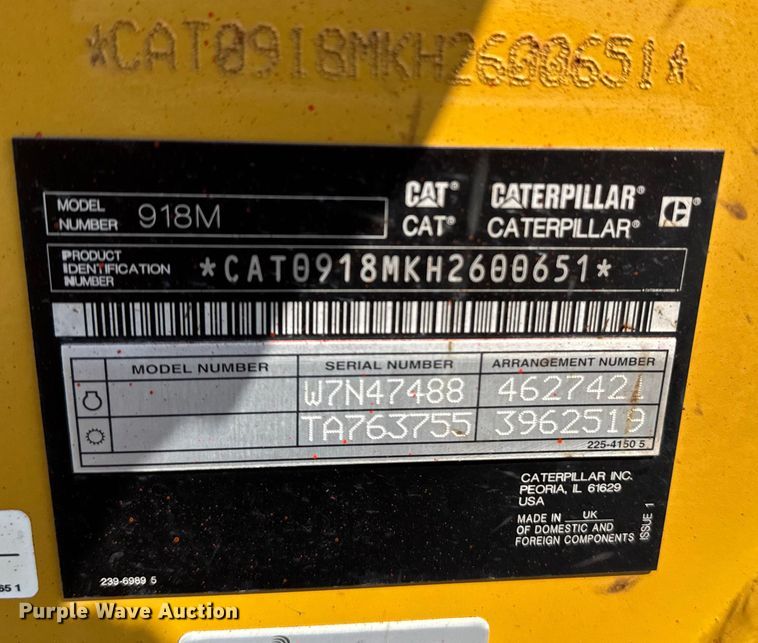 image for item DE2238 Caterpillar 918M wheel loader frame