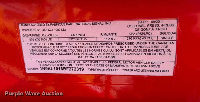 image for item DE2239 National Signal arrow board trailer