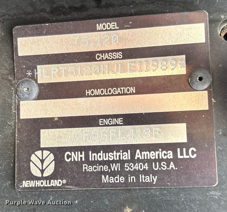image for item DY6487 2019 New Holland T5.120 MFWD tractor