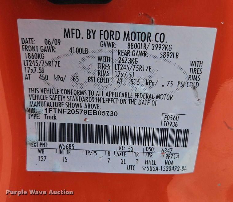 image for item DY8148 2009 Ford F250 Super Duty pickup truck