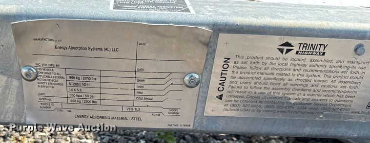 image for item DY8161 2019 Energy Absorption Systems TMA 9000 crash attenuator trailer