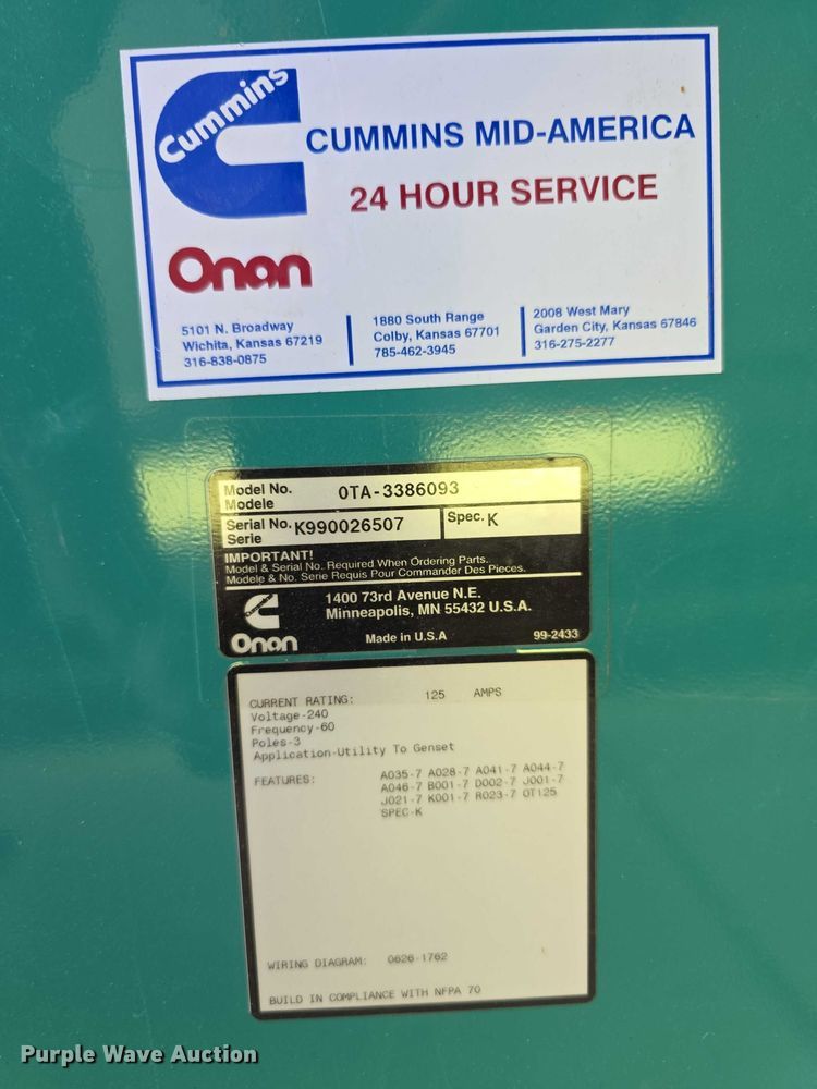 image for item DZ6329 Onan CSG-649A-6005-A generator