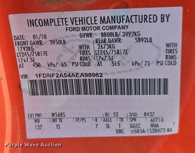 image for item ED4041 2010 Ford F250 Super Duty utility bed pickup truck