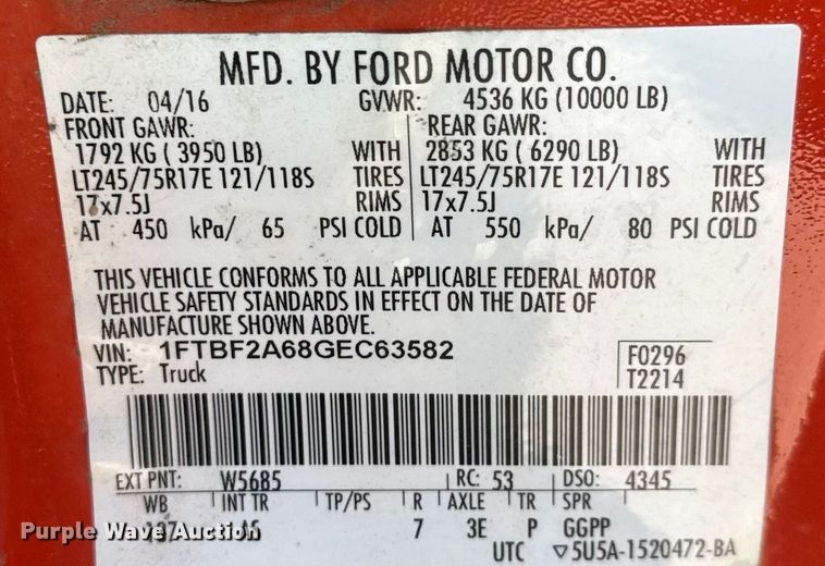 image for item EM8103 2016 Ford F250 Super Duty utility bed pickup truck