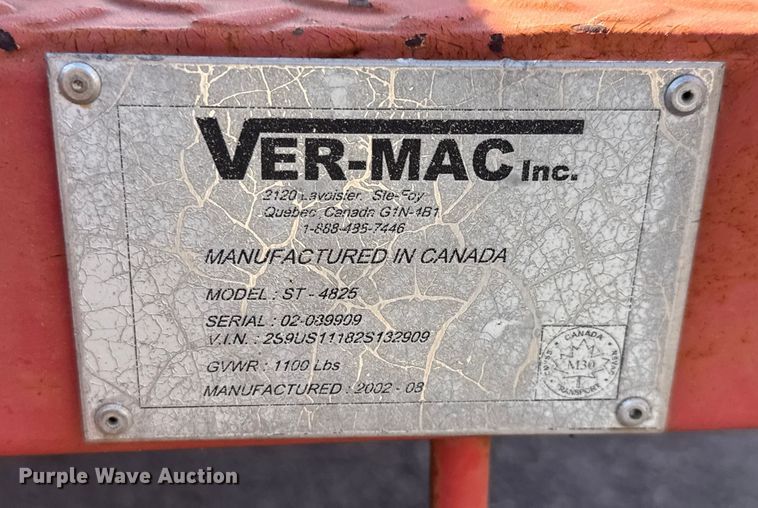 image for item EM8110 2002 Vermac ST-4825 arrow board trailer