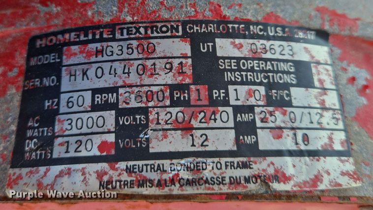 image for item EM8130 1989 Homelite WG3500 generator