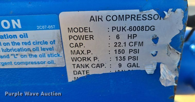 image for item EM8133 2009 Puma PUK-6008DG air compressor
