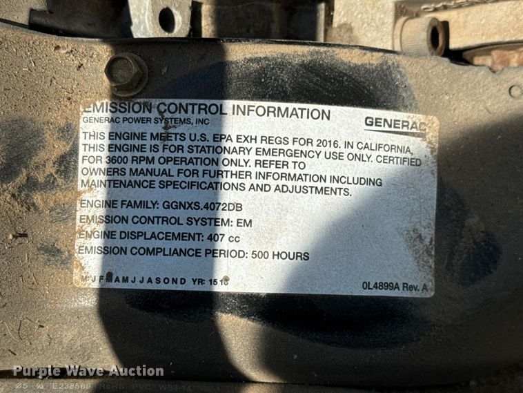 image for item EN8712 Generac G0062450 generator