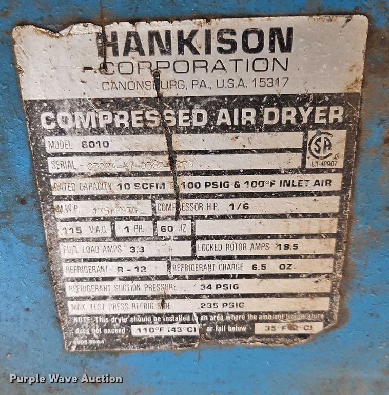 image for item EO4659 Honeywell 8010 compressed air dryer