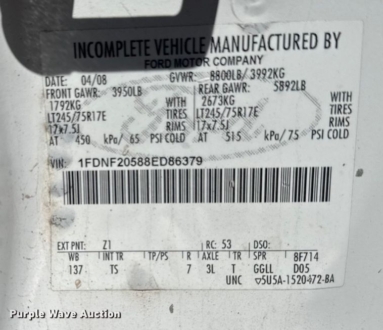 image for item ER2421 2008 Ford F250 Super Duty utility bed pickup truck