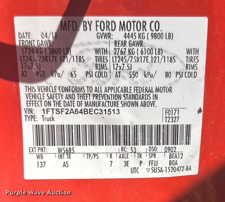 image for item ER2425 2011 Ford F250 Super Duty pickup truck