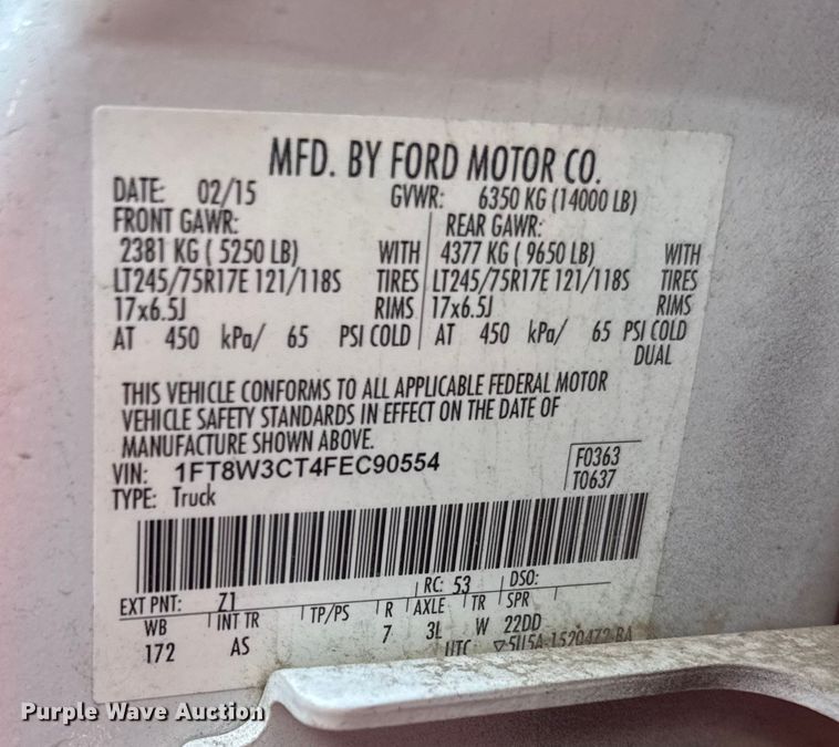 image for item ER2428 2015 Ford F350 Super Duty Crew Cab utility bed pickup truck