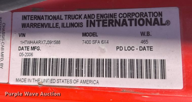 image for item ER2430 2007 International 7400 dump truck