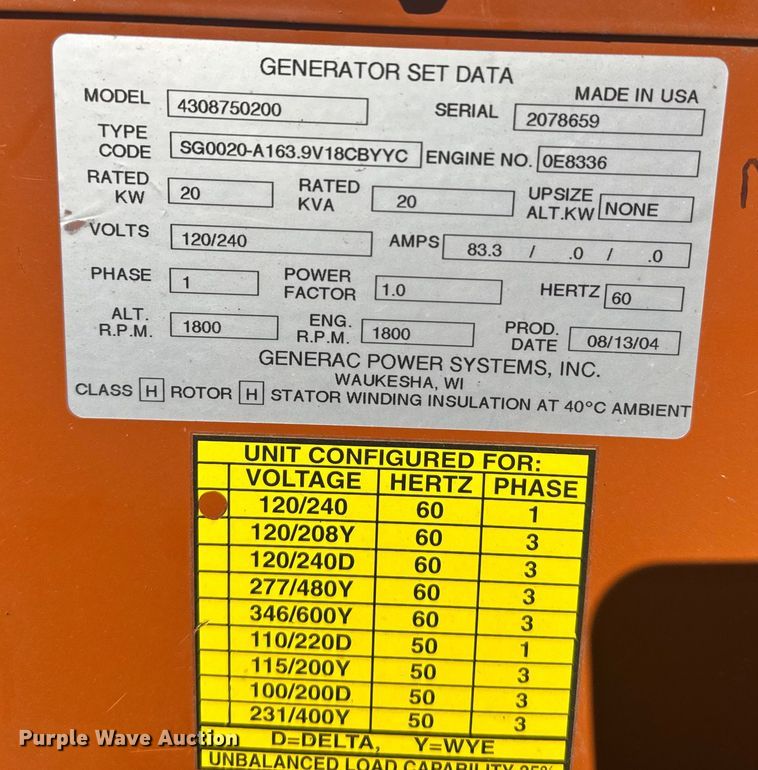 image for item ER2431 Generac 4308750200 generator
