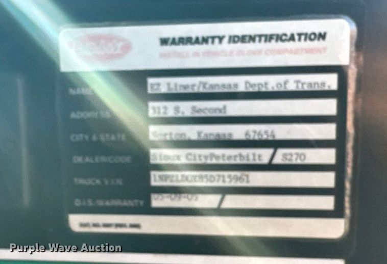 image for item ER2433 2005 Peterbilt 320 paint striper truck