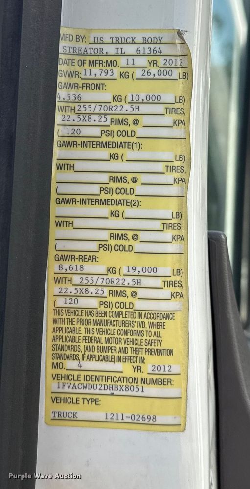 image for item DJ7819 2013 Freightliner Business Class M2 box truck