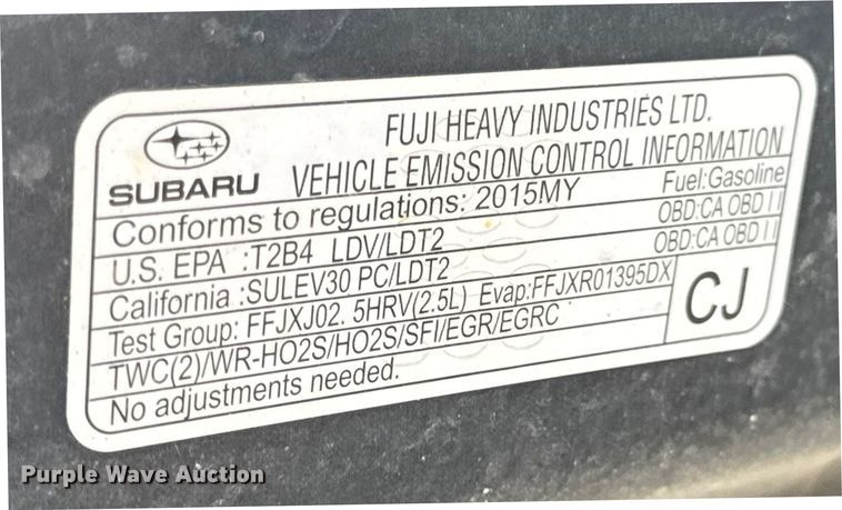 image for item DO2278 2015 Subaru Legacy 