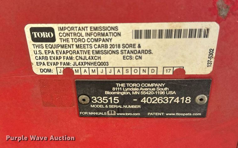 image for item DT6385 Toro aerator