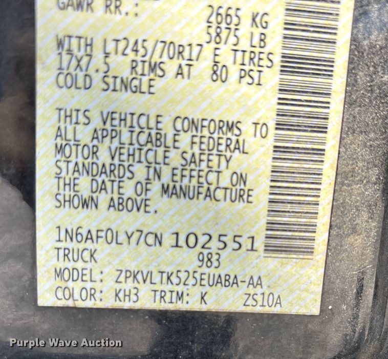 image for item DU1326 2012 Nissan NV2500 van