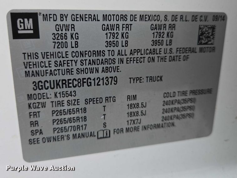 image for item DU6906 2015 Chevrolet Silverado 1500 Crew Cab pickup truck