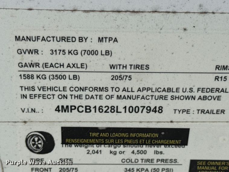 image for item DW6583 2020 MTPA enclosed cargo trailer