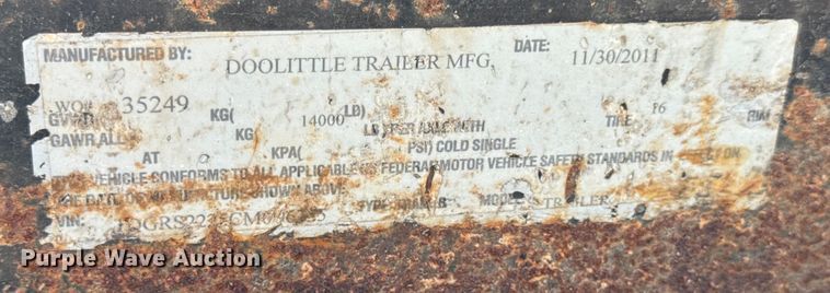 image for item DW6585 2012 Doolittle tilt deck equipment trailer