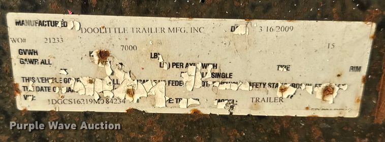 image for item DW6587 2009 Doolittle enclosed cargo trailer