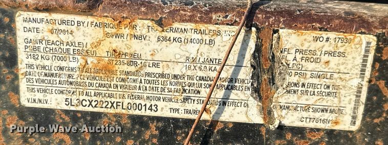 image for item DW6588 2015 Trailerman tilt deck equipment trailer