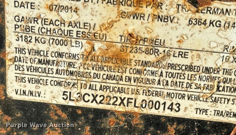 image for item DW6588 2015 Trailerman tilt deck equipment trailer