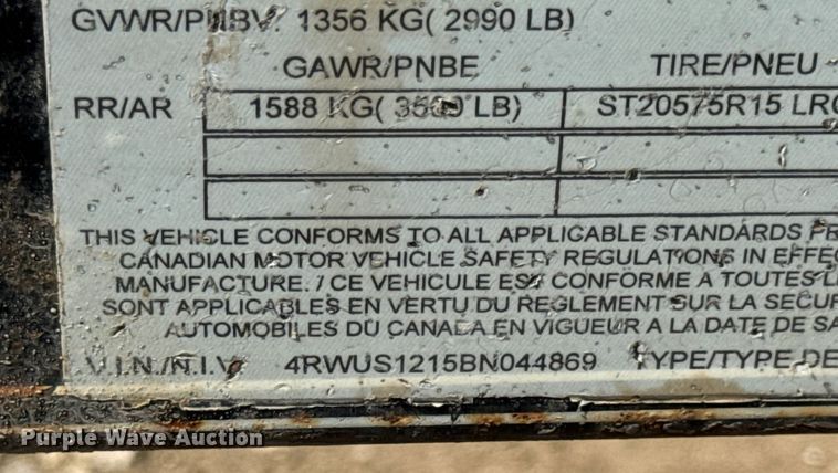 image for item DW6600 2011 R & W Trailer Mfg RTS7612 utility trailer