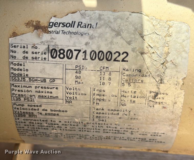 image for item DX5820 Ingersoll Rand SS3J5.5GH-WB GP air compressor