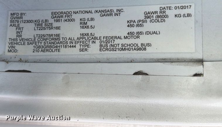 image for item DX5823 2017 Eldorado Chevrolet Express shuttle bus