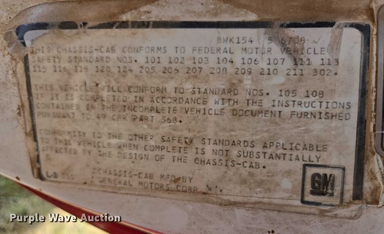 image for item DY1179 1986 Chevrolet C60 dump flatbed truck