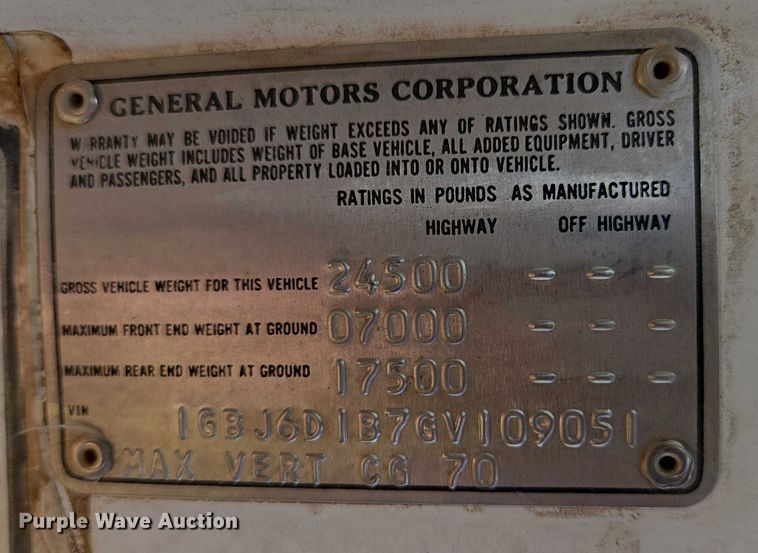 image for item DY1179 1986 Chevrolet C60 dump flatbed truck