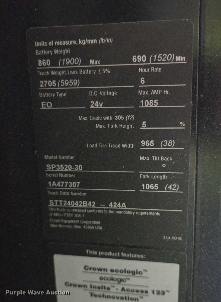 image for item DY1236 2016 Crown SP3520-30 order picker