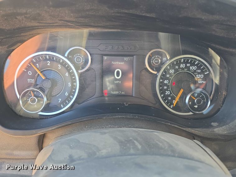 image for item DY1240 2019 RAM 3500HD Crew Cab flatbed pickup truck