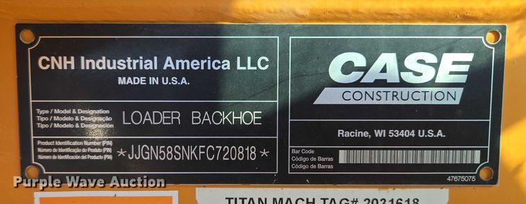 image for item DY1242 2015 Case 580 Super N backhoe