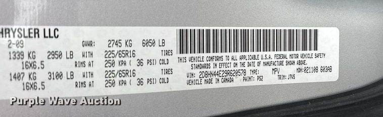image for item DY8182 2009 Dodge Grand Caravan van