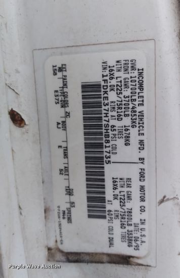 image for item DY8185 1995 Ford E350  box truck