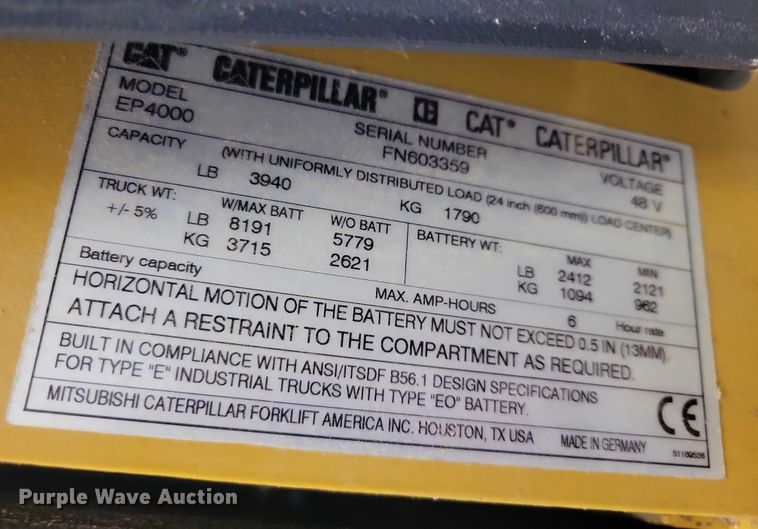 image for item DZ6588 Caterpillar EP4000 forklift