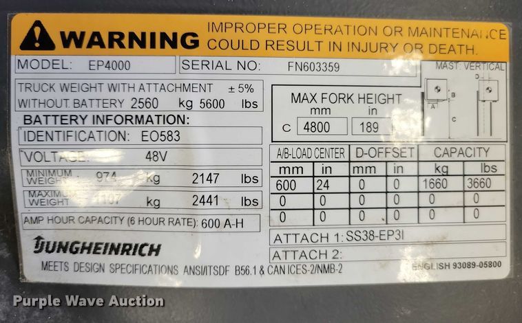 image for item DZ6588 Caterpillar EP4000 forklift