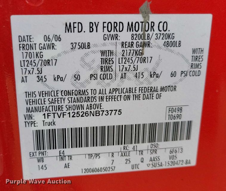 image for item DZ6591 2006 Ford F150 pickup truck