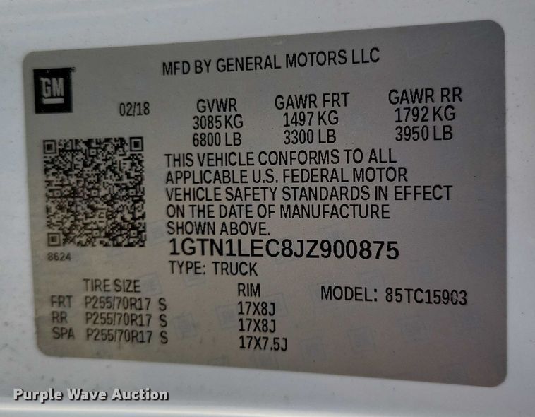 image for item DZ6602 2018 GMC Sierra 1500 pickup truck