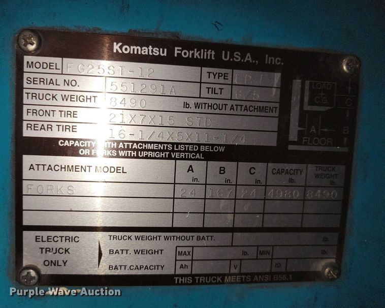 image for item DZ6645 Komatsu 25 forklift