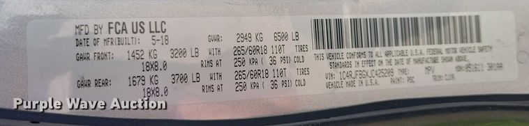 image for item DZ6701 2018 Jeep Grand Cherokee SUV