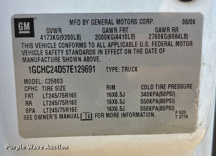 image for item EA7524 2007 Chevrolet Silverado 2500HD pickup truck