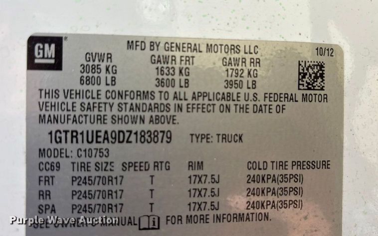 image for item EA7541 2013 GMC Sierra Ext. Cab pickup truck