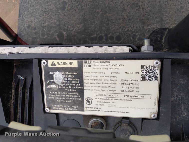 image for item EC1219 2023 Hyster B60ZAC2 pallet jack